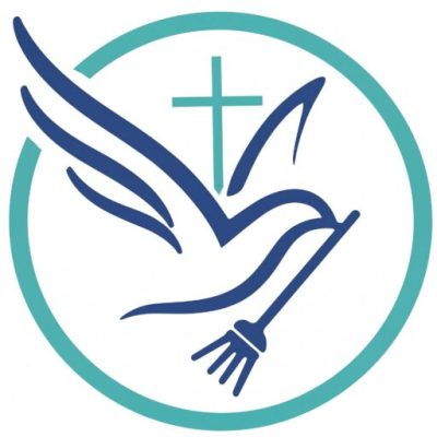 Logo d'YS-Sépultures : colombe portant un balai et croix, symbolisant l'entretien respectueux des monuments funéraires.